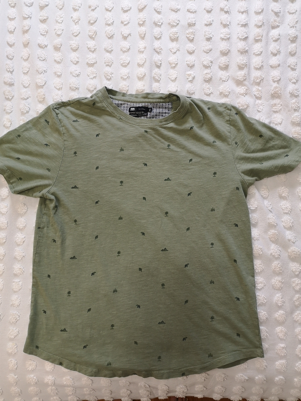 Le 31 Par Simons Men's Olive Green Organic Cotton Graphic Tee | M